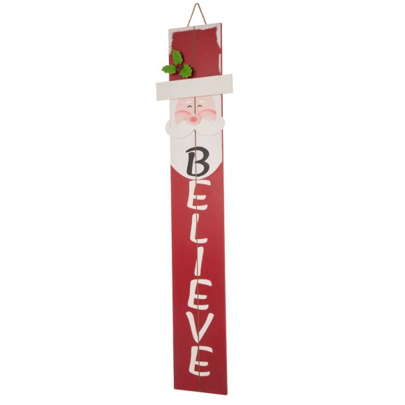 Glitzhome 42.00"H Christmas Wooden Santa Porch Sign - BELIEVE
