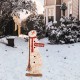 Glitzhome 36.22”H Rusty Metal Snowman Standing Porch Sign