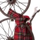 Glitzhome 33.98"H Metal Bike Wheel Snowman with Plaid Scarf Porch Decor