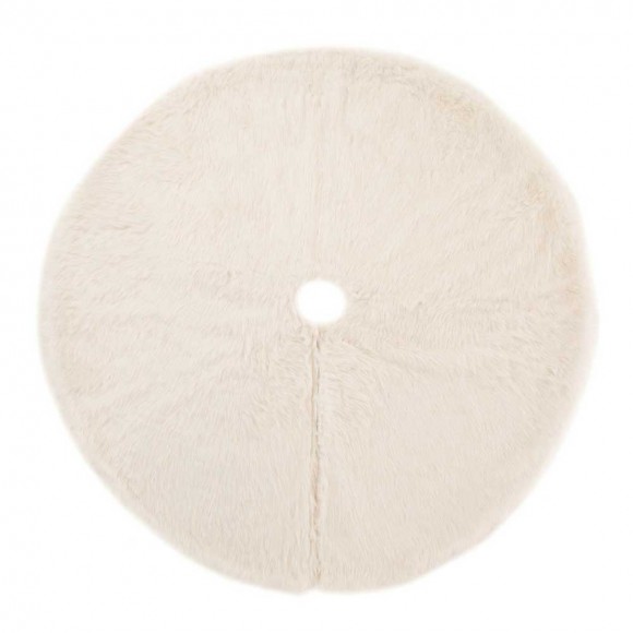 Glitzhome 48"D White Plush Christmas Tree Skirt