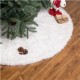 Glitzhome 48"D White Plush Christmas Tree Skirt