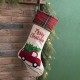 Glitzhome 21''L Embroidered Linen Christmas Stocking - Red Truck