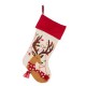 Glitzhome 21''L LED Embroidered Linen Christmas Stocking - Reindeer