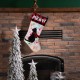 Glitzhome 21''L LED Embroidered Linen Christmas Stocking - Cat