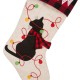 Glitzhome 21''L LED Embroidered Linen Christmas Stocking - Cat