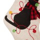 Glitzhome 21''L LED Embroidered Linen Christmas Stocking - Cat