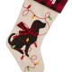 Glitzhome 21''L LED Embroidered Linen Christmas Stocking - Dog