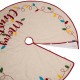 Glitzhome 48"D LED Embroidered Linen Christmas Tree Skirt - Merry Christmas