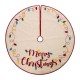 Glitzhome 48"D LED Embroidered Linen Christmas Tree Skirt - Merry Christmas