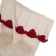 Glitzhome 22"L Knitted  Polyester White Christmas Stocking w/Red Trim & Pompom