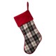 Glitzhome 20"L Black & White Plaid Fabric Christmas Stocking