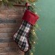 Glitzhome 20"L Black & White Plaid Fabric Christmas Stocking