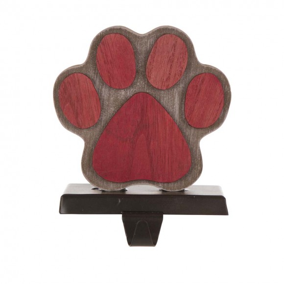 Glitzhome 6.50"H Wooden Metal Paw Stocking Holder