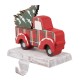 Glitzhome 6.12"H Wooden/Metal Red Truck Stocking Holder