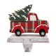 Glitzhome 6.12"H Wooden/Metal Red Truck Stocking Holder