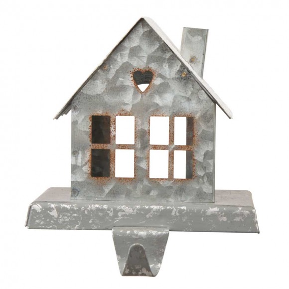 Glitzhome 6.00"H Galvanized House Stocking Holder