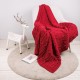 Glitzhome 60"L*50"W Knitted Polyester Red Throw Blanket 865g