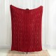 Glitzhome 60"L*50"W Knitted Polyester Red Throw Blanket 865g