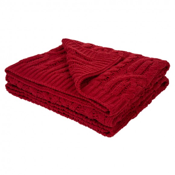 Glitzhome 60"L*50"W Knitted Polyester Red Throw Blanket 865g