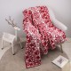 Glitzhome 60"L*50"W Knitted Snowflake Polyester Red/White Throw Blanket 930g