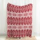 Glitzhome 60"L*50"W Knitted Snowflake Polyester Red/White Throw Blanket 930g