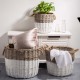 Glitzhome Set of 3pcs Natural/White Round Willow Baskets