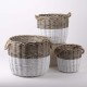 Glitzhome Set of 3pcs Natural/White Round Willow Baskets