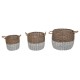 Glitzhome Set of 3pcs Natural/White Round Willow Baskets