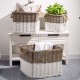 Glitzhome Set of 3pcs Natural/White Square Willow Baskets