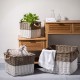 Glitzhome Set of 3pcs Natural/White Square Willow Baskets