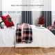 Glitzhome 72"L*48"W Flannel Red/Blue/White Plaid Reversible Duvet Cover