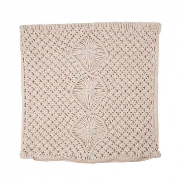 Glitzhome 18"L*18"W Diamond Handmade Cotton Rope Pillow Cover