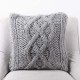 Glitzhome 18"L*18"W Gray Handmade Acrylic Cable Knit Pillow Cover