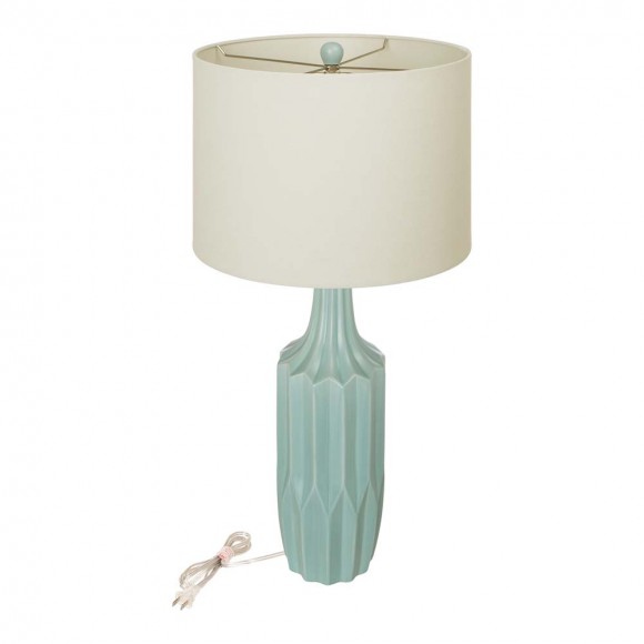 Glitzhome 30.75"H Matte Mint Ceramic  Table Lamp w/White Shade