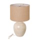 Glitzhome 25.5"H Cream Ceramic Table Lamp w/Burlap Shade