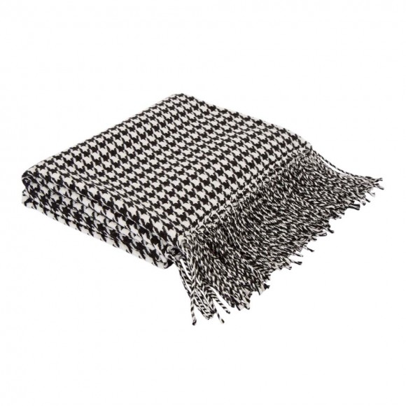 Glitzhome 60"L*50"W Acrylic Black/White Houndstooth Woven Throw 360g