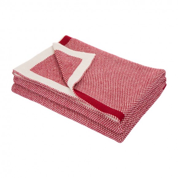 Glitzhome 60"L*50"W Knitted Acrylic Red/White Throw Blanket 900g