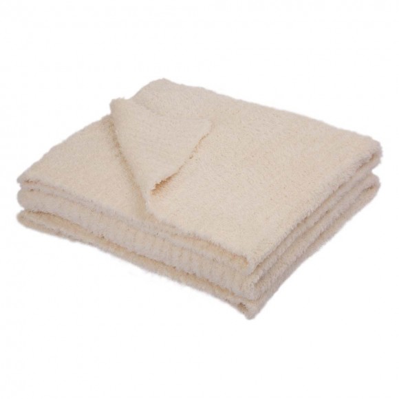 Glitzhome 60"L*50"W Knitted Polyester Beige Feather Yarn Throw Blanket 800g