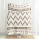 Glitzhome 60"L*50"W Knitted Polyester Geometric Pattern Feather Yarn Throw Blanket 1000g