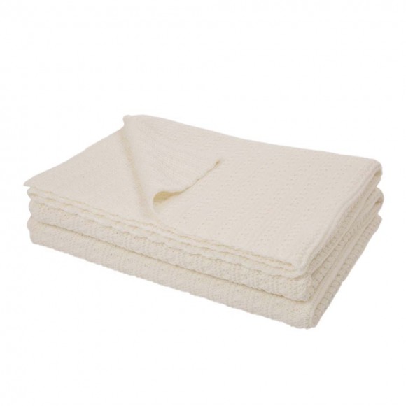 Glitzhome 60"L*50"W Knitted Acrylic White Throw Blanket 800g