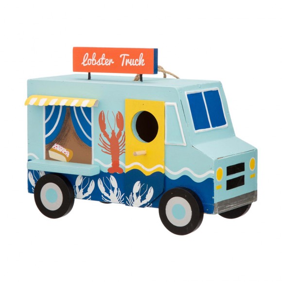 Glitzhome 9.45"L Wooden Lobster Truck Birdhouse