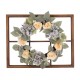 Glitzhome 28"H Wooden Window Frame with 22"D Hydrangea Rose Wreath