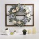 Glitzhome 28"H Wooden Window Frame with 22"D Hydrangea Rose Wreath