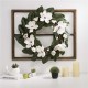 Glitzhome 28"H Wooden Window Frame with 24"D Magnolia Wreath