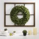 Glitzhome 28"H Wooden Window Frame with 18"D Boxwood Wreath