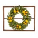 Glitzhome 28"H Wooden Window Frame with 22"D Greenery Lemon Wreath