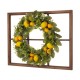 Glitzhome 28"H Wooden Window Frame with 22"D Greenery Lemon Wreath
