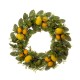 Glitzhome 28"H Wooden Window Frame with 22"D Greenery Lemon Wreath