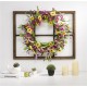 Glitzhome 28"H Wooden Window Frame with 24"D Artificial Chrysanthemum Wreath