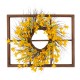 Glitzhome 28"H Wooden Window Frame with 24"D Artificial Winter Jasmine Wreath